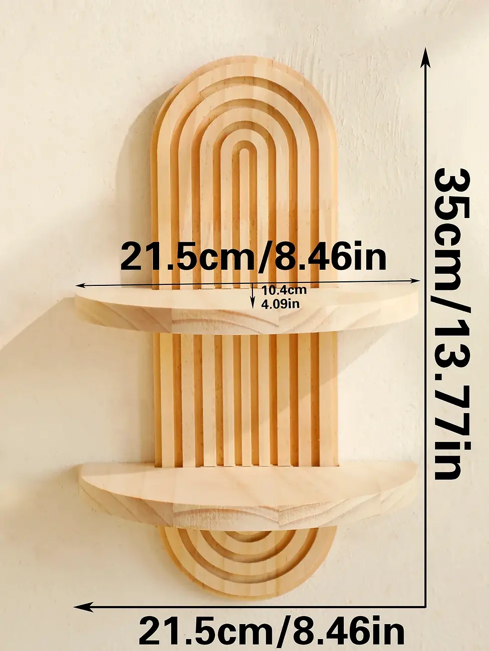 Thumbnail: Wooden Wall Mounted Storage Rack Boho Style Display Shelves Modern Home Decor fo
