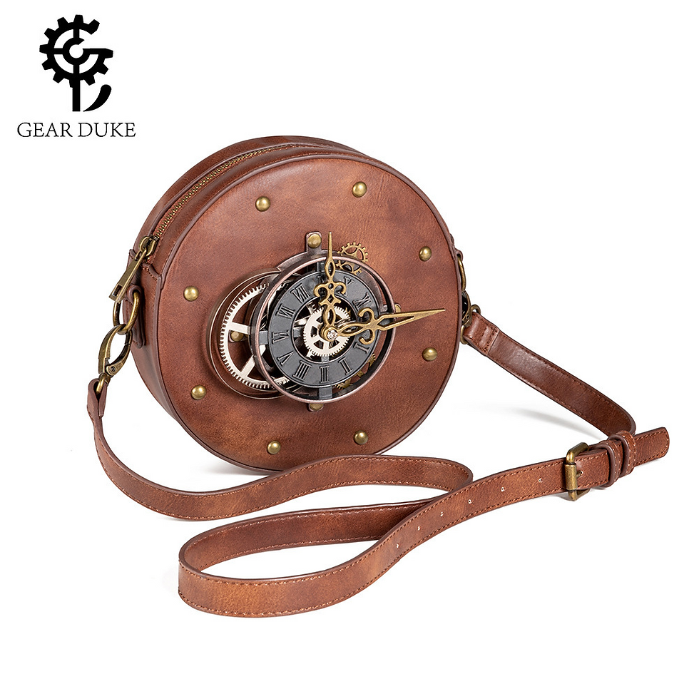Thumbnail: New handbag for women, steampunk, single shoulder crossbody bag, PU leather retr