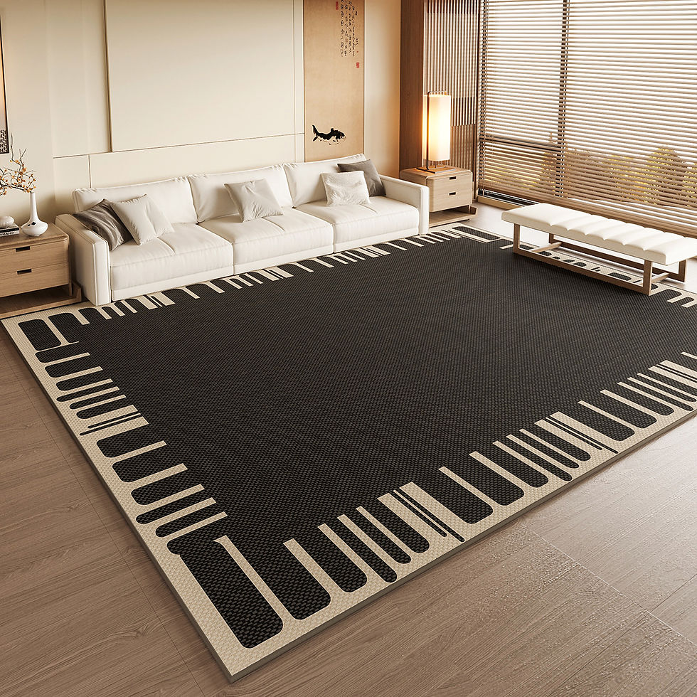 Thumbnail: VIKAMA Area Rug BBlack Large Living Room Carpet Low Pile Floor Mats Waterproof N