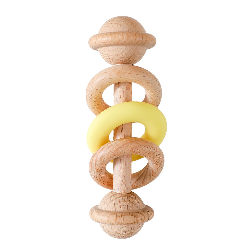 Thumbnail: Baby Toys Wooden Rattles Silicone Ring Baby Rattles and Mobiles 0 12 Months Sens