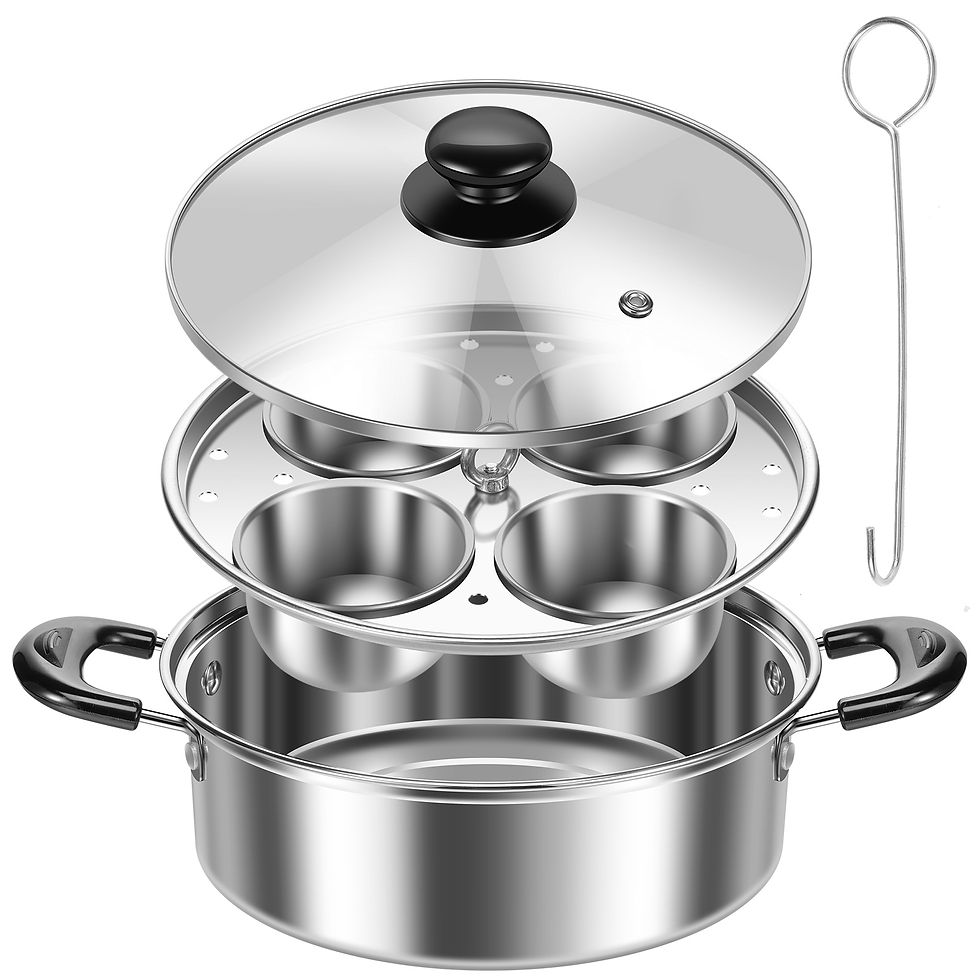 Thumbnail: Stainless Steel Egg Poacher Versatile Steamed Stew Pots Egg Boiled Pot with 4 Cu