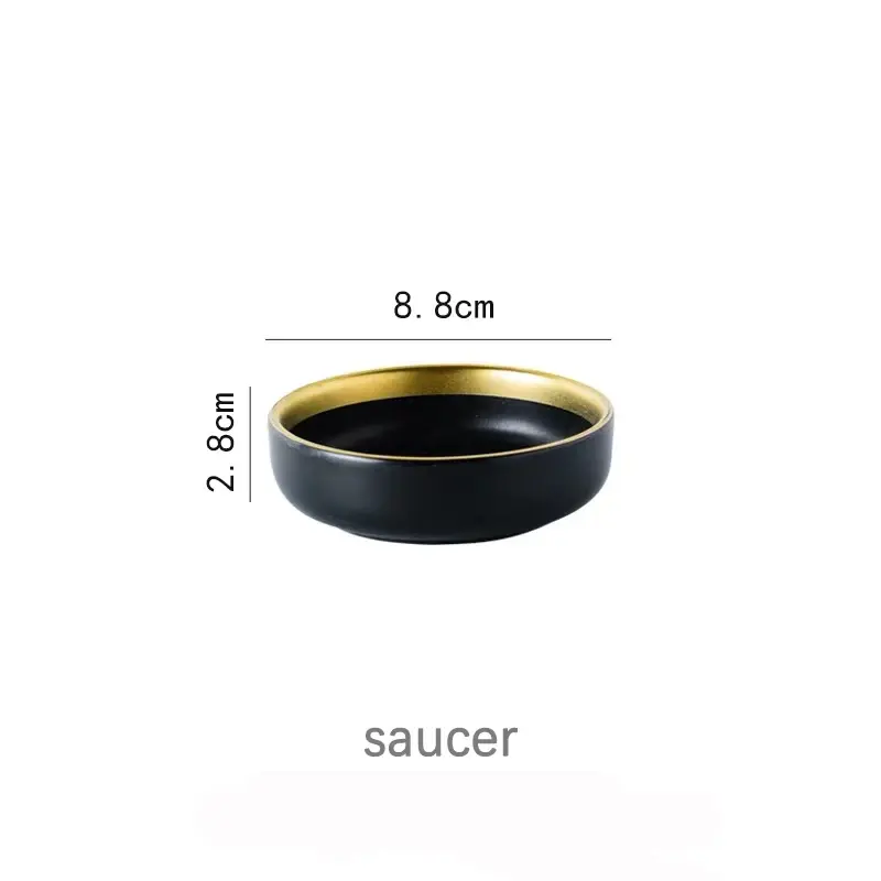 Thumbnail: Porcelain Dinner Plates Dishes Plates and Bowls Set Black Tableware Set Food Pla