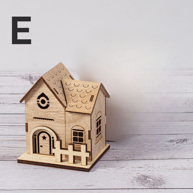 Thumbnail: Christmas Wooden Atmosphere Luminous Small Wooden House Decorations Home Furnish