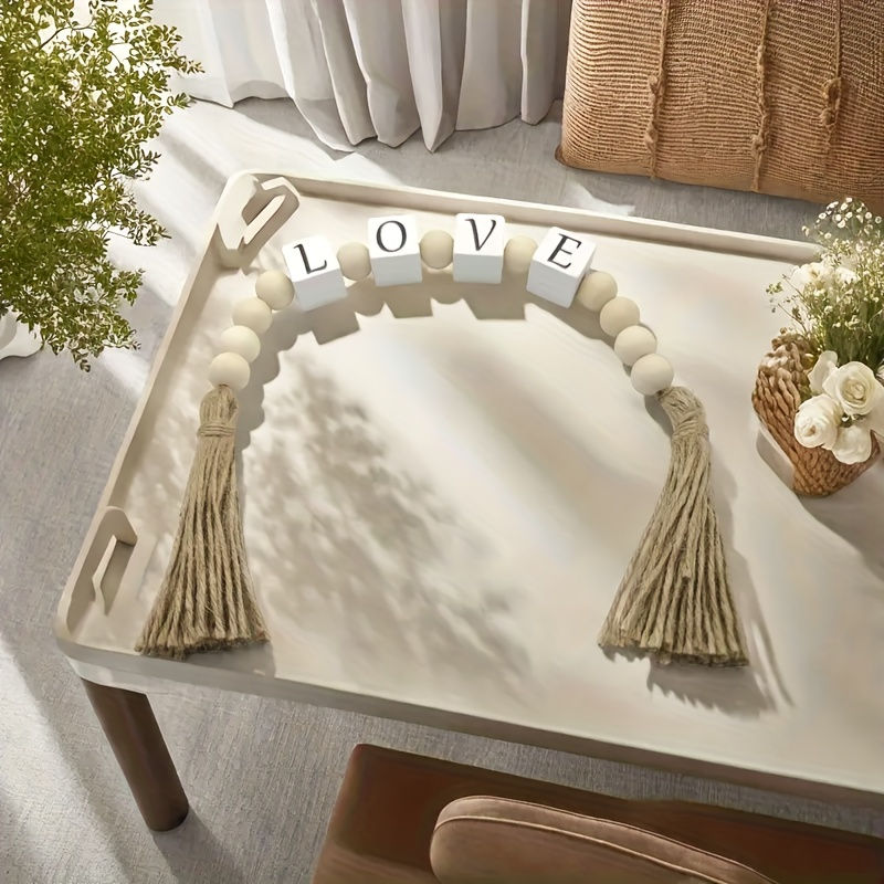 Thumbnail: Rustic Wooden Letter Garland with Tassels - "Home" Design for Cozy Home Decor, P