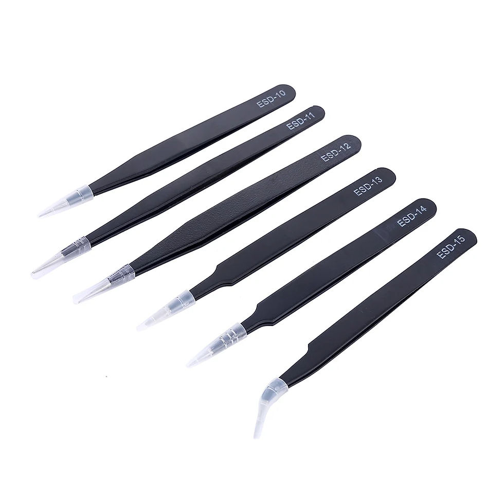 Thumbnail: 6Pcs Precision Tweezers ESD Stainless Steel Antistatic Industrial Electronic Com