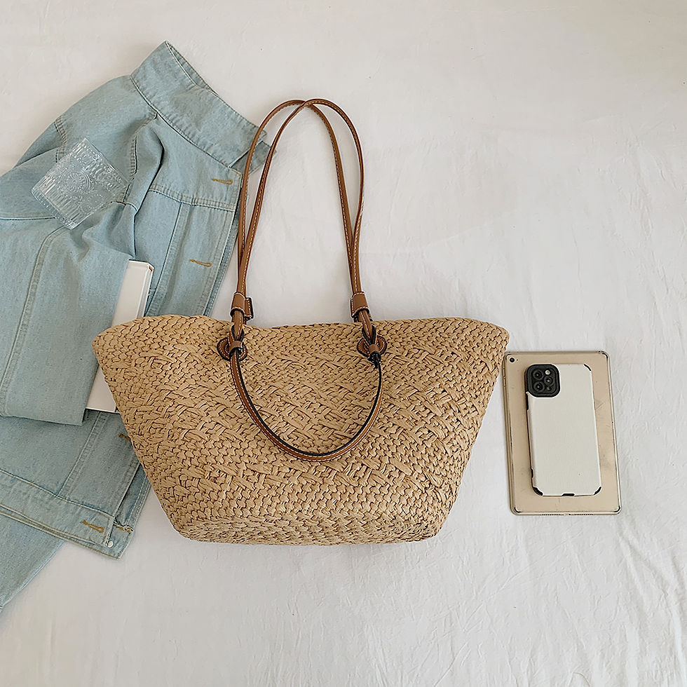 Thumbnail: Women Woven Tote Bag Fashion Shoulder Bag Large Capacity Simple Woven Handbag To