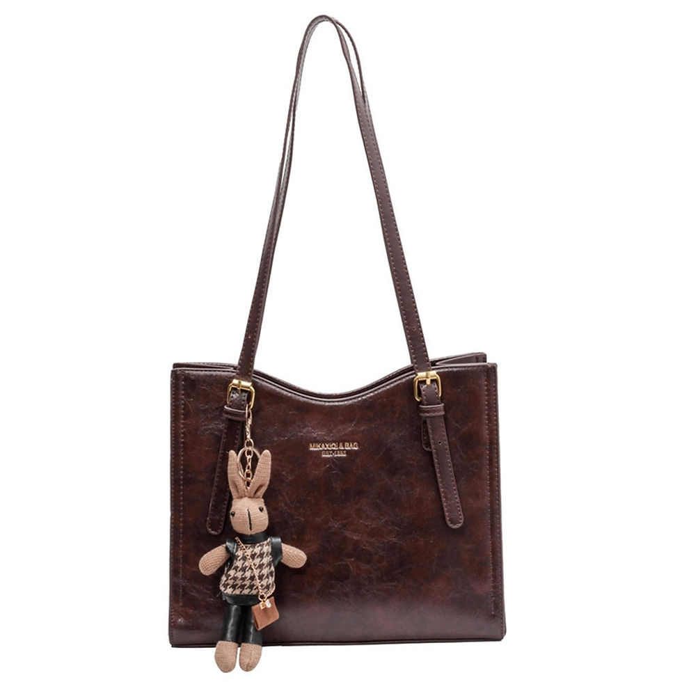 Thumbnail: Women Retro Tote Handbag with Pendant Slouchy Tote Purse Large Capacity Fashion