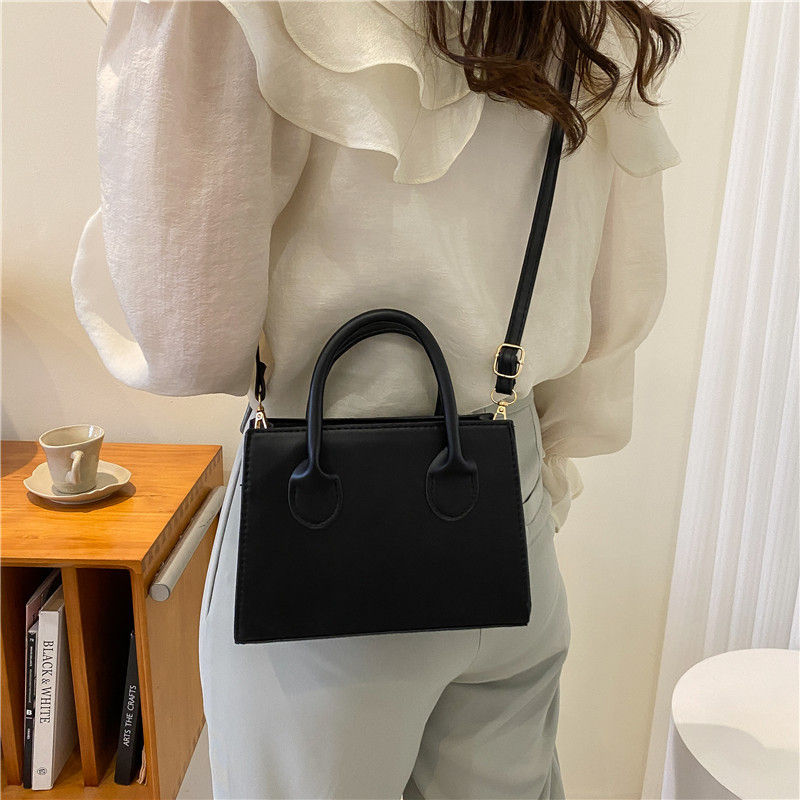 Thumbnail: Elegant Black Handbag with Dual Handles, Chic Crossbody Bag, Retro Stylish Tote