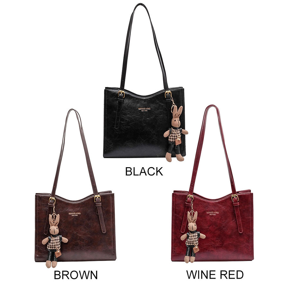 Thumbnail: Women Retro Tote Handbag with Pendant Slouchy Tote Purse Large Capacity Fashion