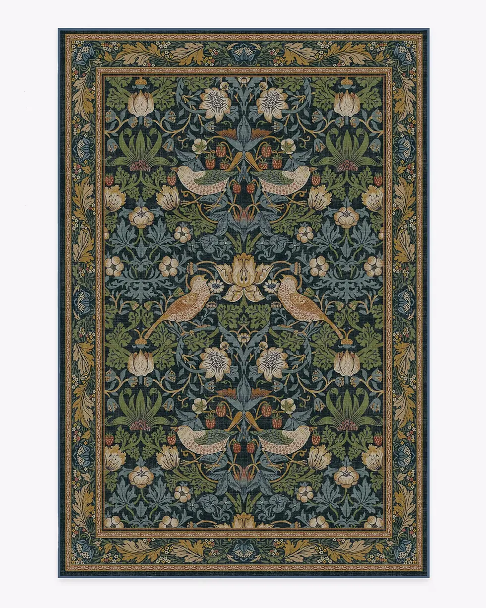 Thumbnail: William Moris Strawberry Thief Stone Gold Rug Classic Design Textured Living Roo