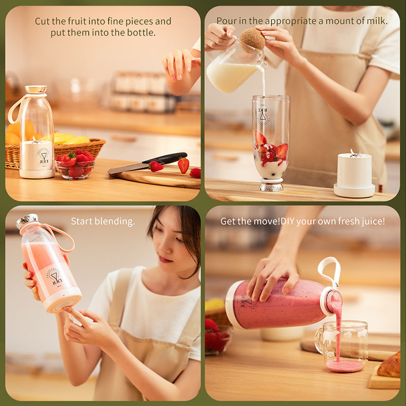 Thumbnail: 500ml Portable 2400mAh Wireless Fruit Mixers USB juicer Fresh Juice Bottle Blend