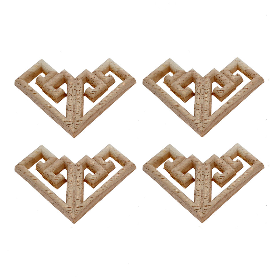 Thumbnail: 4PC 6.5cm Woodcarving Corner Decal Wood Figurines Crafts Corner Appliques Frame