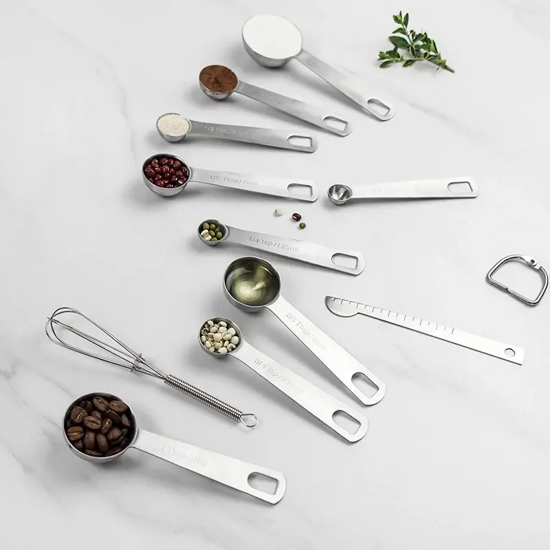 Thumbnail: 6/9/11Pcs Measuring Spoons Set Stainless Steel Seasoning Coffee Scoop Measuring