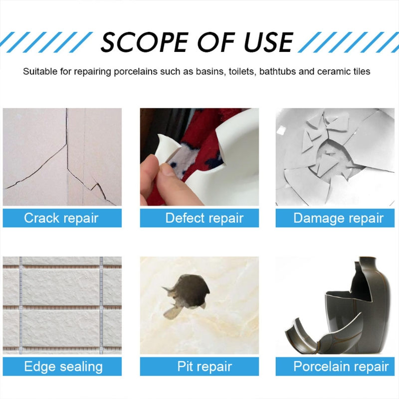 Thumbnail: Ceramic Repair Paste Tub Tile & Shower Porcelain Repair for Crack Chip Ceramic B