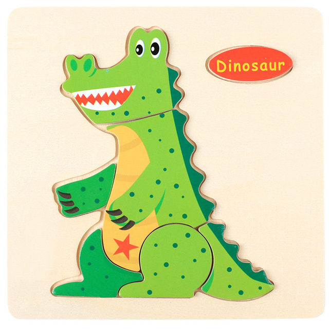 Thumbnail: Baby Toys Wooden 3D Puzzle Cartoon Animal Vehicle Wood Jigsaw Puzzles Intelligen