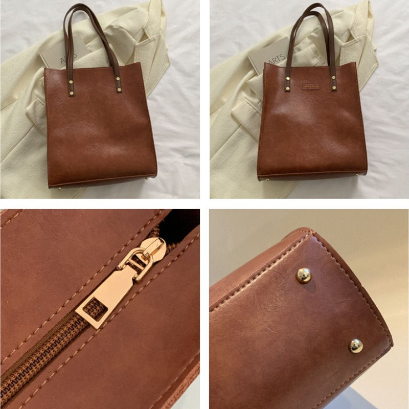 Thumbnail: Women's Handbag Retro Simple PU Commuting Handbag Large Capacity Water Bucket Ca