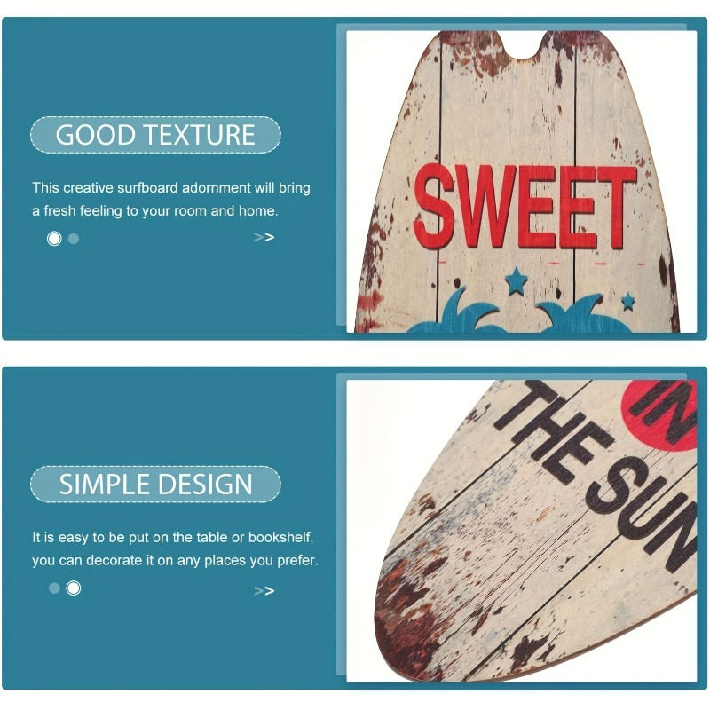 Thumbnail: 3PCS Wooden Surfboard Wall Art - Beach Themed Home Decor for Living Room, Bedroo
