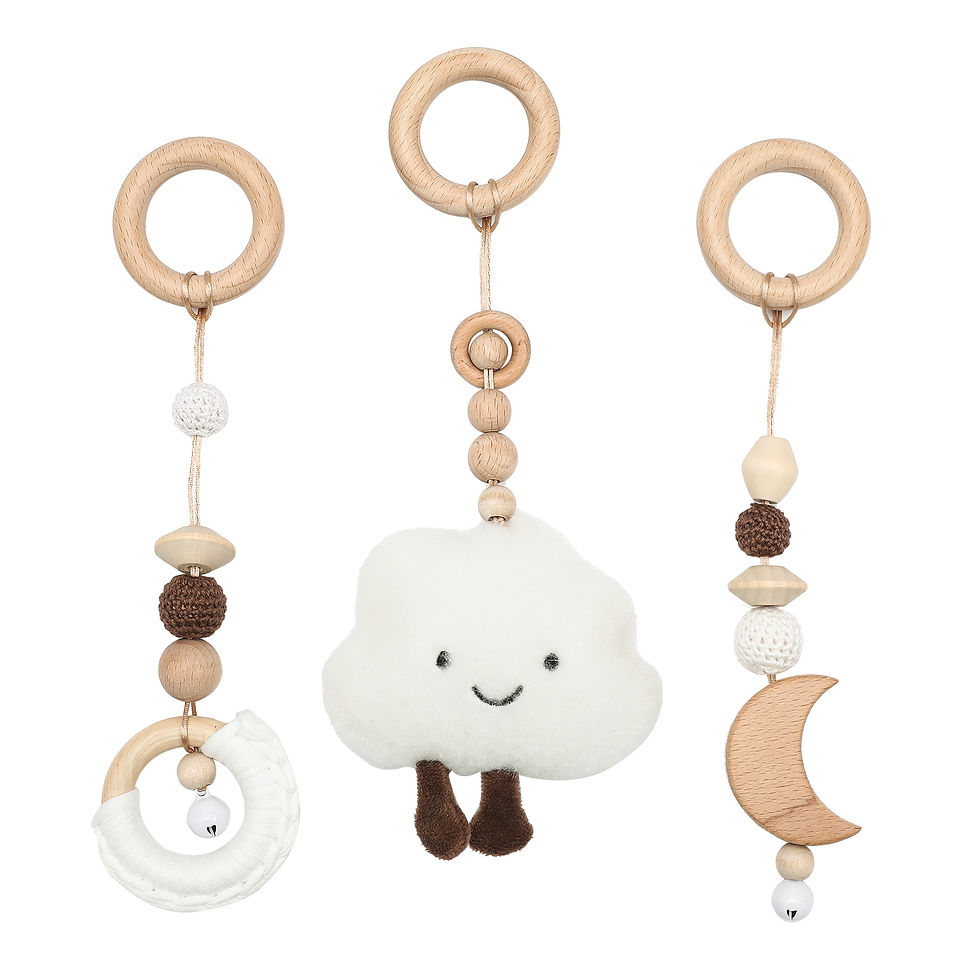 Thumbnail: 1set Baby Wooden Rattle Toys Play Gym Mobile Hanging Sensory Toys Foldable Play