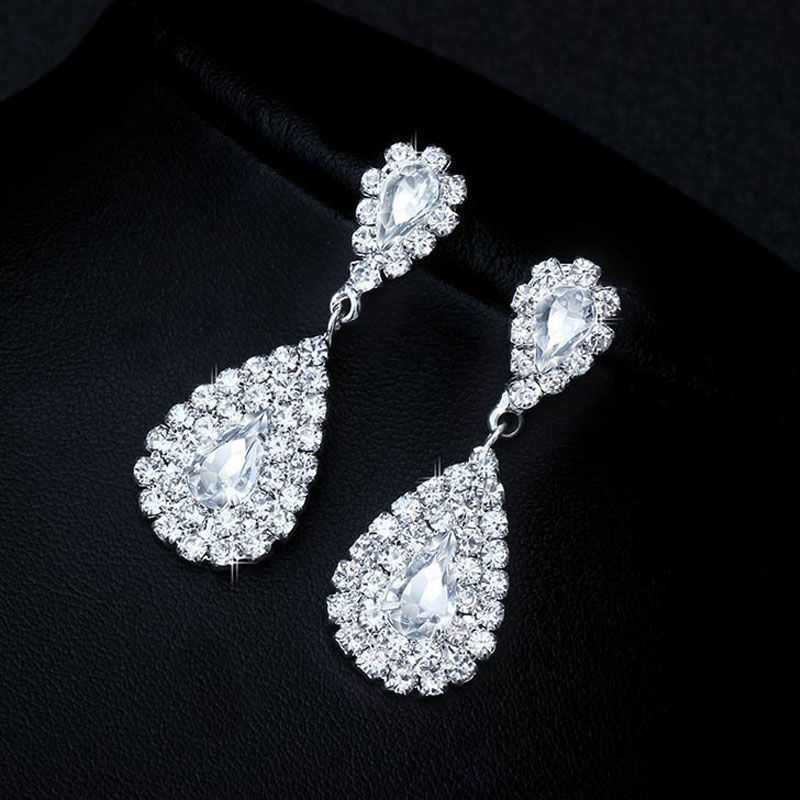 Thumbnail: Luxurious Wedding Jewelry Sets for Bridal Bridesmaid Jewelery Drop Earring Neckl