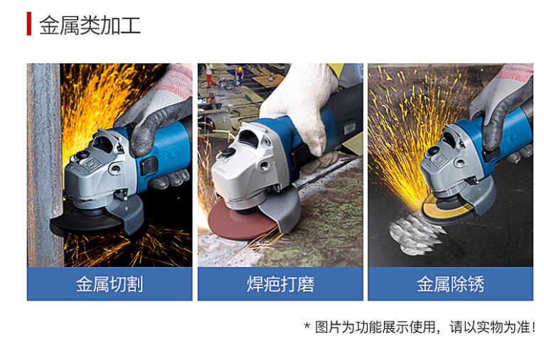 Thumbnail: WSM800-100 Handheld Angle Grinder Power Tools with Metal Hand Wheel Cutter Porta