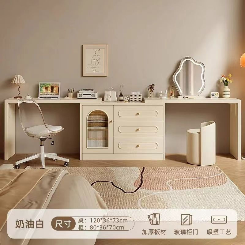 Thumbnail: 2024 New Cream Style Makeup Table Bedroom Simple Modern Bedside Table Makeup Tab