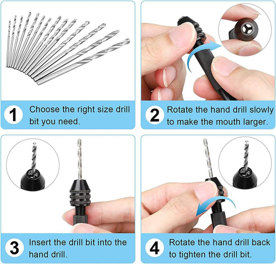 Thumbnail: Mini Tool Set with Black Hand Twist Drill 10Pcs Fried Dough Twists Drill for Woo