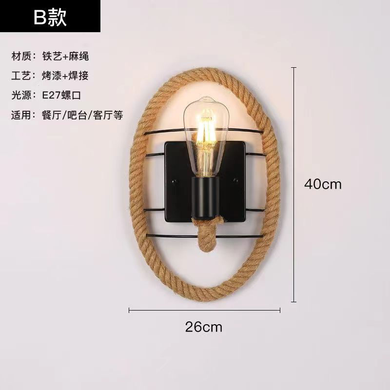 Thumbnail: Wall Decor  Lamp for Bedroom American Twine Retro Industrial Style Creative Vill