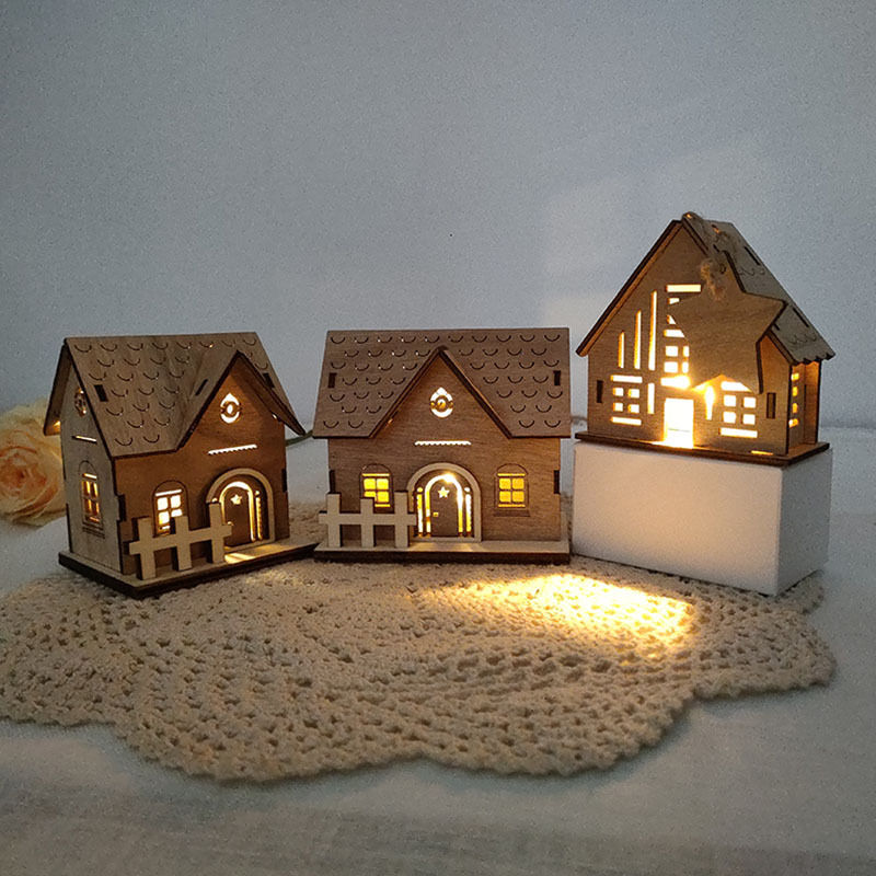 Thumbnail: Christmas Wooden Atmosphere Luminous Small Wooden House Decorations Home Furnish
