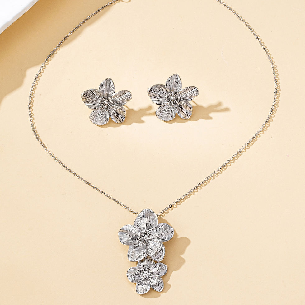 Thumbnail: A Set of Women's Jewelry Set, Flower Necklace, Earrings, Simple Set, Suitable fo