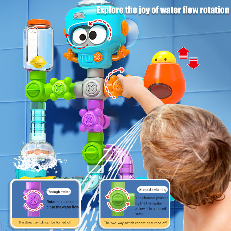 Thumbnail: Baby Bath Toys with Strong Suction Cups Tubes Spinner Squirt Water Game Set Todd