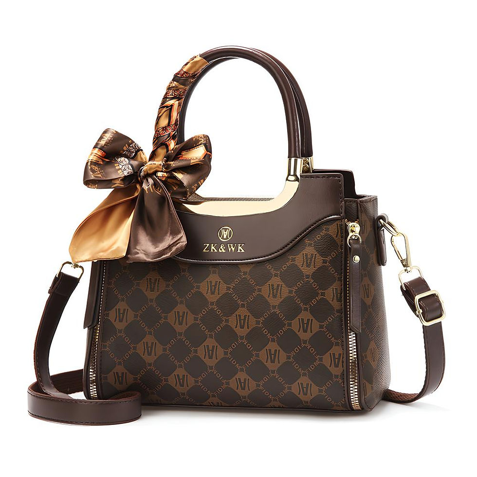 Thumbnail: Women Top-Handle Bags Unique Design Print Surface Handbag With Decorative Scarve