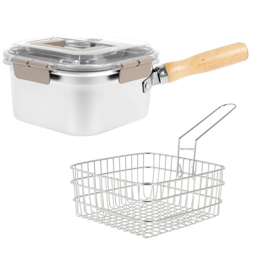 Thumbnail: Multi-functional Deep Fryer Pot Stainless Steel Frying Pan with Basket and Handl