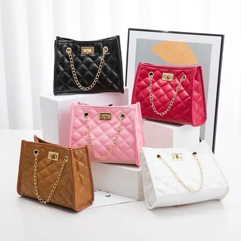 Thumbnail: Women's Tote Bags, Handbag with Chains, Diamond Lattice Underarm Luxury Shoulder