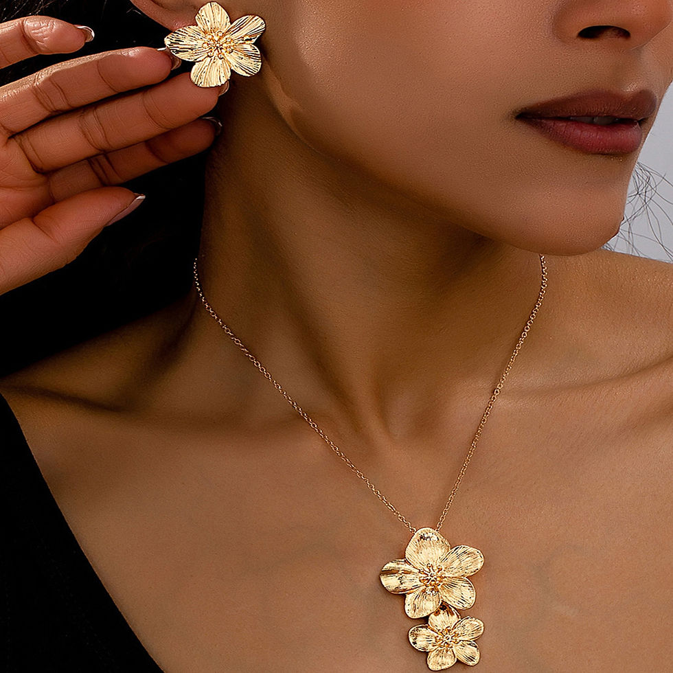 Thumbnail: A Set of Women's Jewelry Set, Flower Necklace, Earrings, Simple Set, Suitable fo