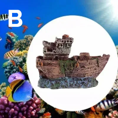 Thumbnail: Aquarium decor Fish Tank Decoration Landscape Pirate Ship Wreck Ship Vintage Res