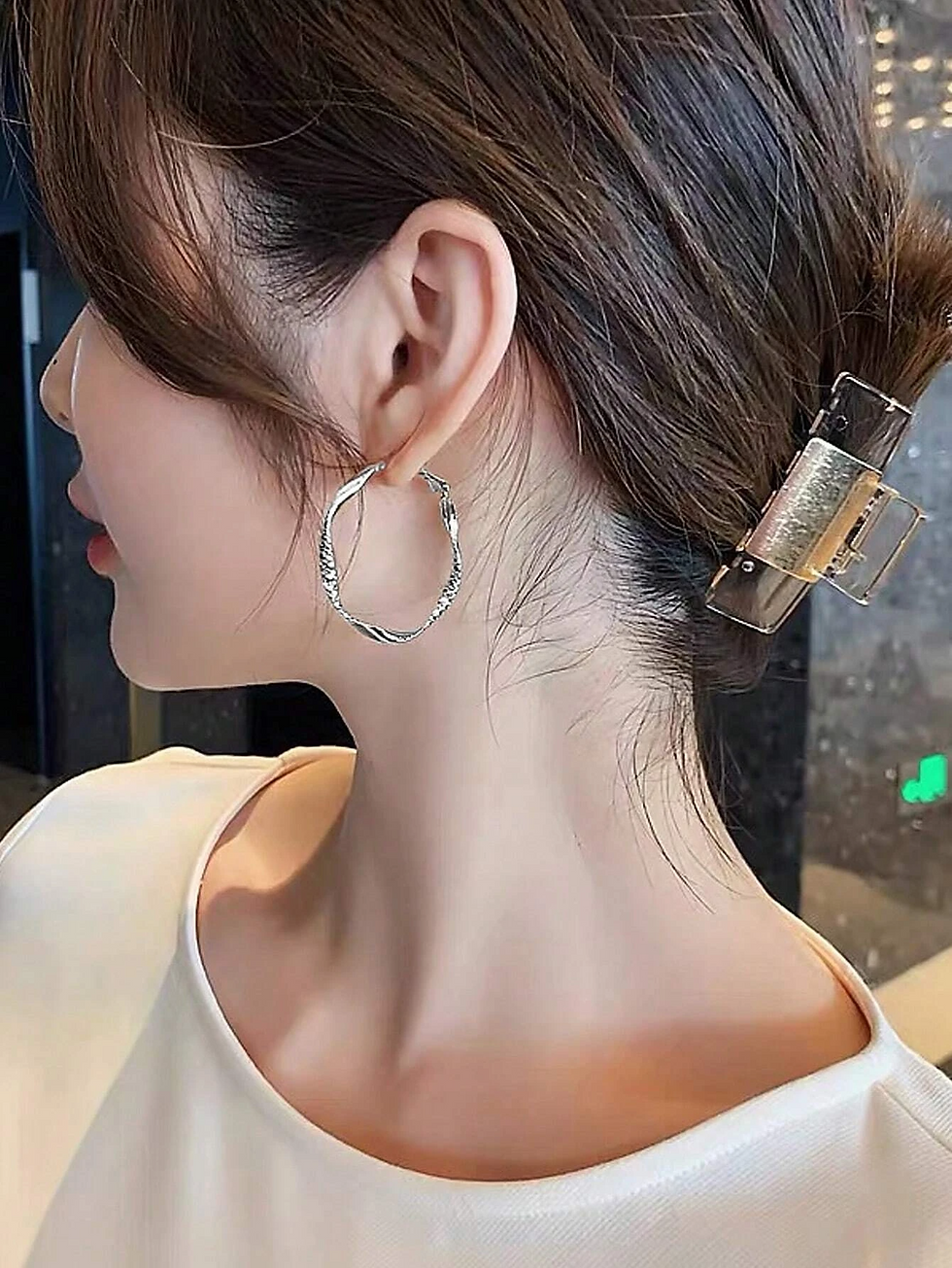 Thumbnail: Exquisite silky texture design earrings elegant shape jewelry holiday party gift