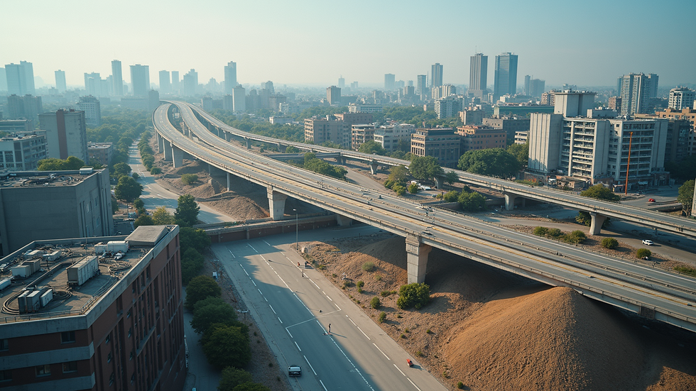 High angle view of completed urban infrastructure project