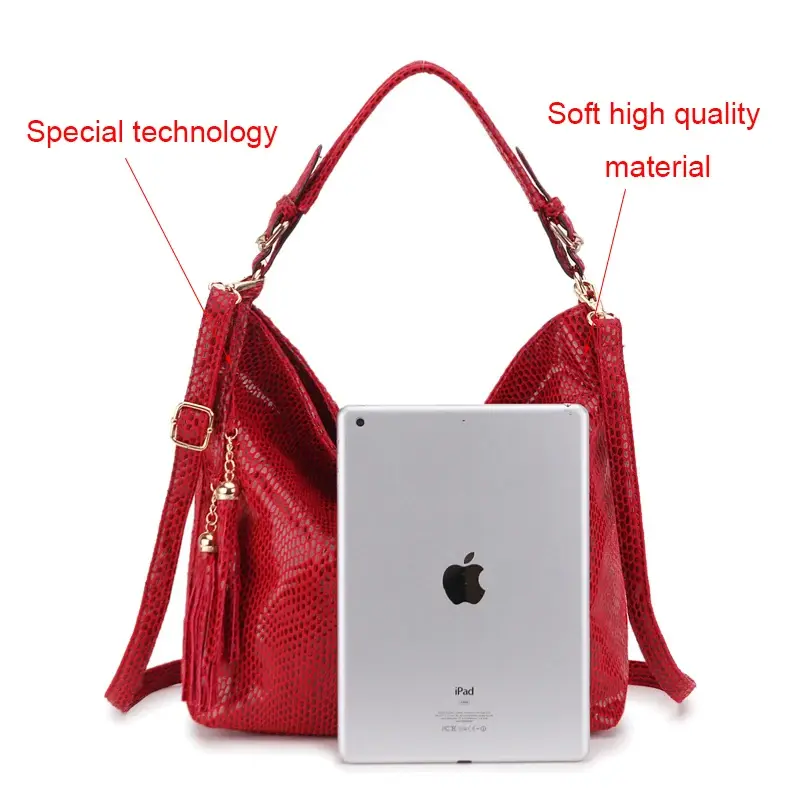 Thumbnail: Women Shoulder Bag Girl Handbag Hobo Tassel  Big Black Ladies Hand Bag Female Ca