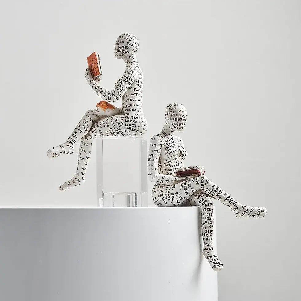 Thumbnail: Home desk top bookshelf decoration reading woman resin crafts small ornaments