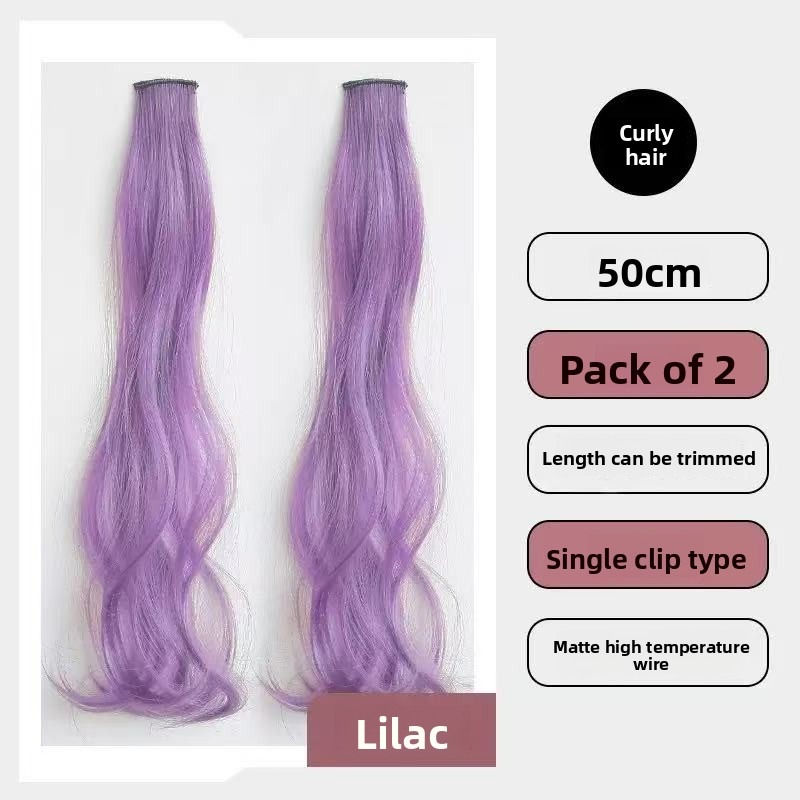 Thumbnail: 🤩 50cm Colored Curly Clip-In Hair Extensions – 2-Piece Water Wave Set