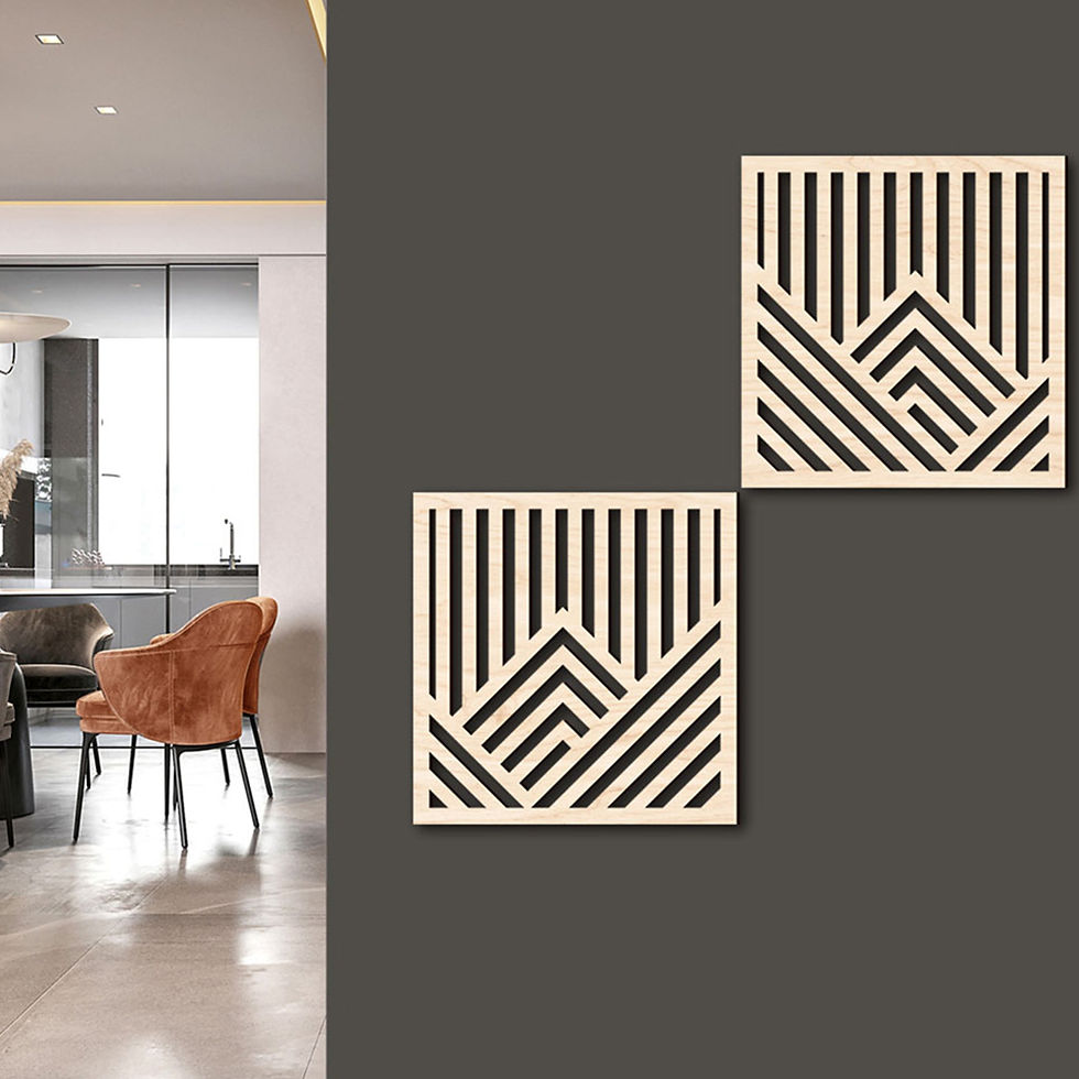 Thumbnail: 2pcs Wooden Wall Ornament Hollow Line Wall Craft Decor Wall Panel Decor For Livi