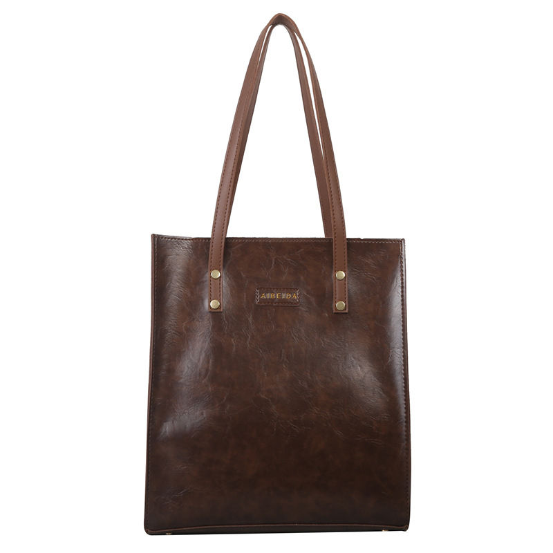 Thumbnail: Women's Handbag Retro Simple PU Commuting Handbag Large Capacity Water Bucket Ca