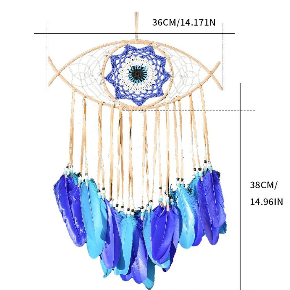 Thumbnail: Home Decor Handmade Dreamcatcher Blue Feather Funny Evil Eye Dream Catcher Creat