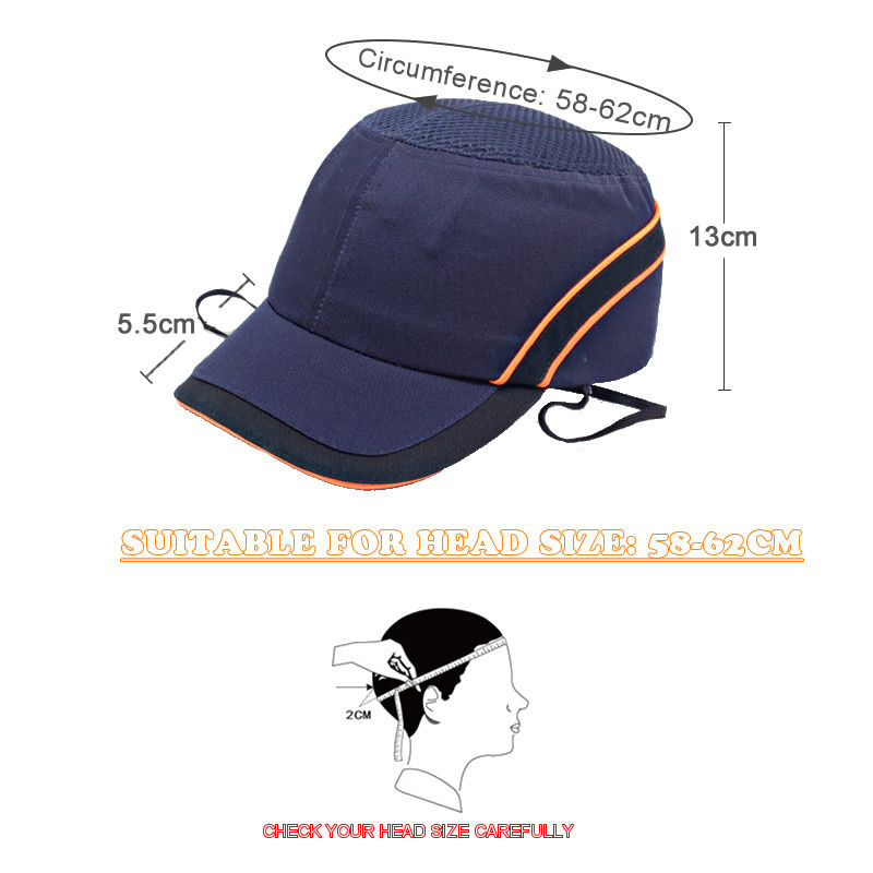 Thumbnail: Work Safety Hi-Viz Strip Bump Cap Hard Inner Shell Protective Helmet Baseball Ha