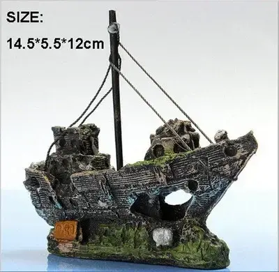 Thumbnail: Aquarium decor Fish Tank Decoration Landscape Pirate Ship Wreck Ship Vintage Res