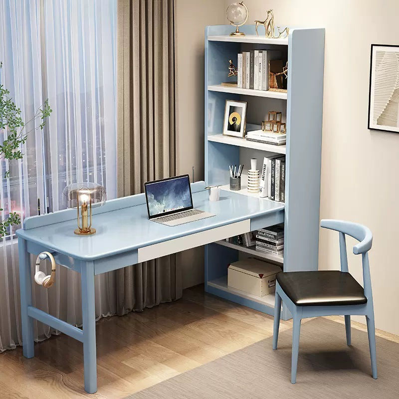 Thumbnail: Modern Home Office Computer Desk Writing Desk With Bookshelf Storage Shelf Woode