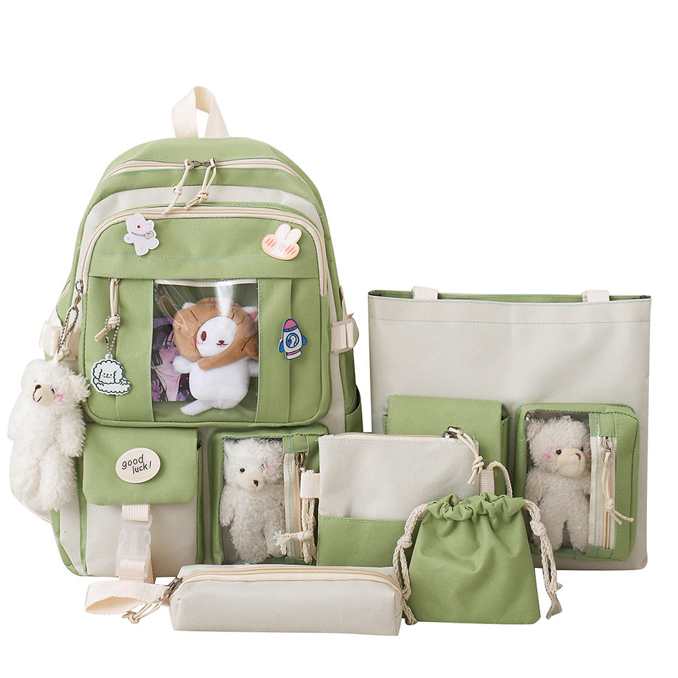 Thumbnail: 5pcs Girls Backpack School Bags for Teenage Girls Multipockets Backpack Women Mo