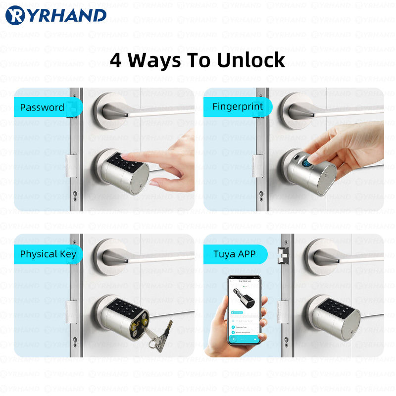 Thumbnail: Smart Euro Cylindrical Door Lock ttlock app Keyless Security Entry Mechanical Ke