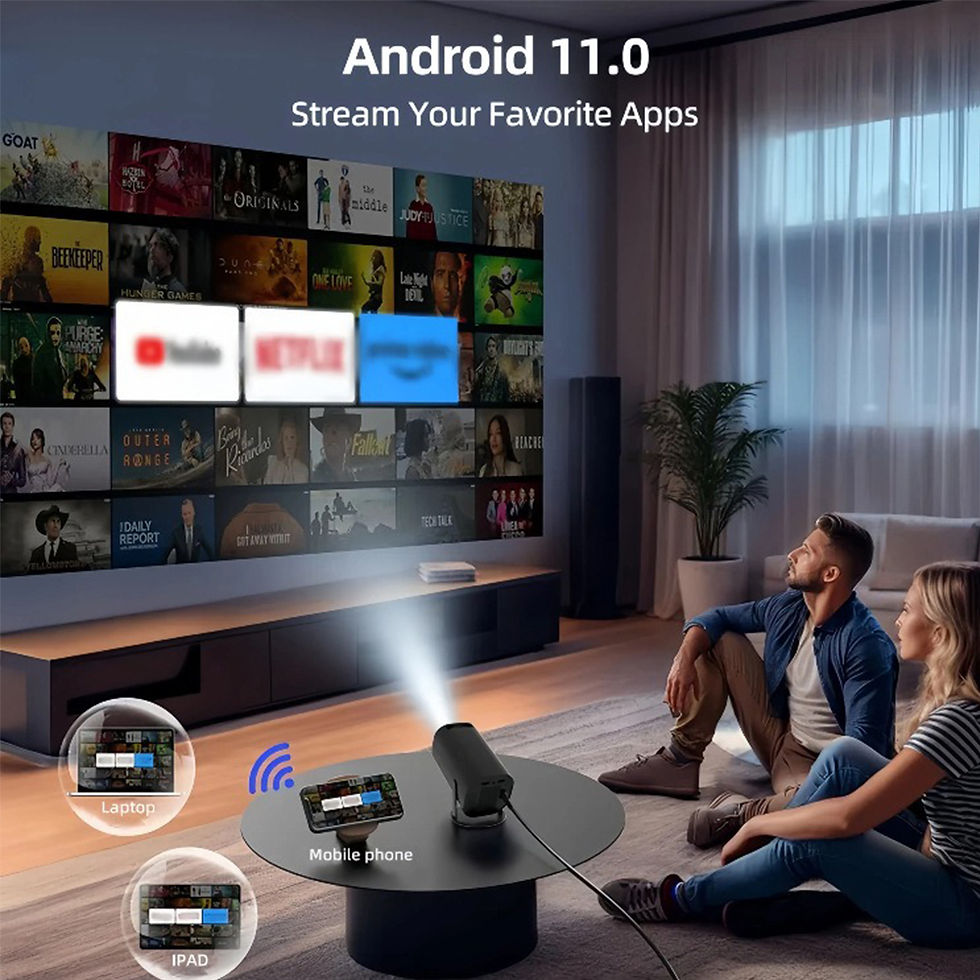 Thumbnail: Mini Portable Projector Home Cinema 1080p HD 4k Android 11 Projector with WiFi 6