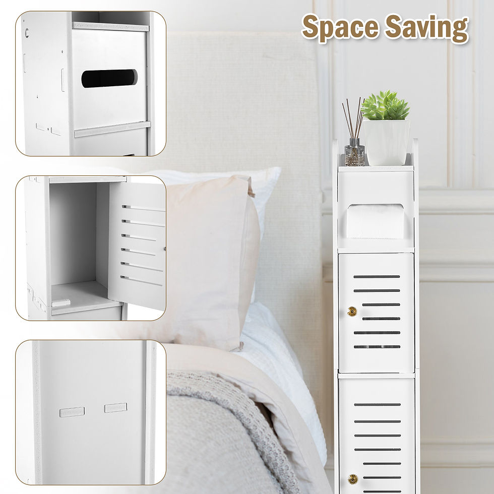 Thumbnail: Bathroom Storage Cabinet 3 Tier Floor Cabinet Organizer with Door Free-Standing